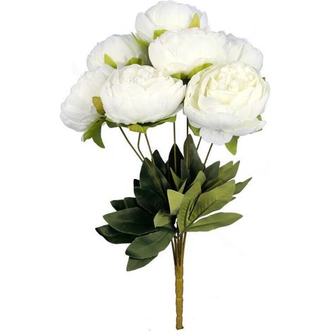Bouquet di peonie artificiali bianche - Fiori decorativi realistici, 48 cm (1/3)