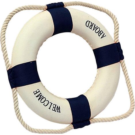 Bouée de sauvetage en mousse bleue « Bienvenue à bord », décoration murale pour bateau ou maison, 50 cm (1/3)