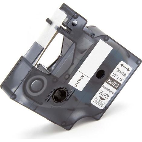 vhbw 1x Label Tape Replacement for Dymo 622289 for Label Printer 5.5m x 12 mm, Black on Transparent, Polyester