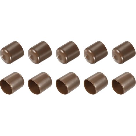10pcs Embouts en Caoutchouc, 19 mm ID Vis Filetage Protecteur en PVC Embouts de Protection Flexible pour Tube Métallique, Câbles, Fils, Tige, Écrou et Cache Boulon, Brun (1/5)