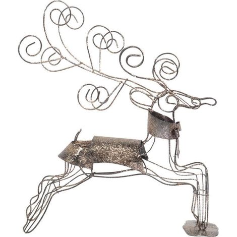 Dekorative Rentierfigur mit durchbrochener Musterung, Metallarbeit, 36 cm, Braun (1/3)