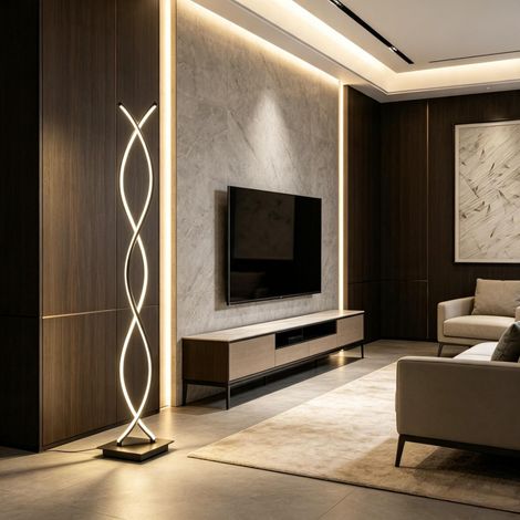 Lampada da terra LED decorativa a doppia spirale 140 cm nera HAVRYA (1/5)
