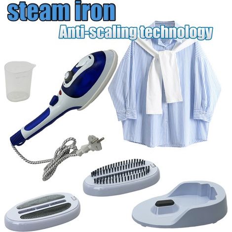 Dampfbügeleisen mit kratzfester Bügelsohle, Netzkabel, automatischer Abschaltung, Tropfstopp, 2000 Watt, blau