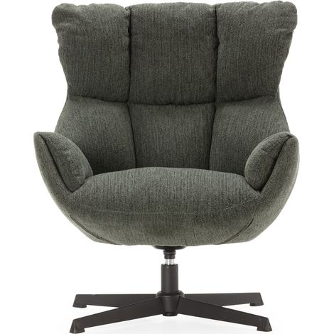 Poltrona in tessuto trapuntato con gambe in metallo nero H89 cm - ODETTE