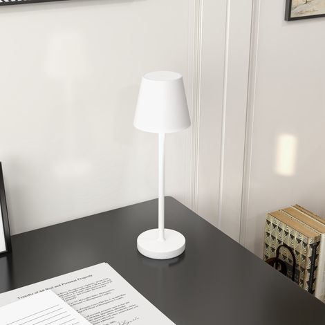 Lampe de table USB rechargeable avec 3 couleurs d'éclairage, lampe de chevet USB portable avec interrupteur tactile, métal, blanc (1/5)