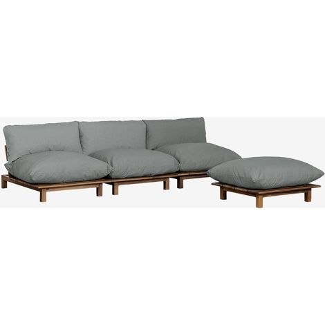 Divano reclinabile modulare a 3 pezzi con pouf in legno di acacia Brina SKLUM            