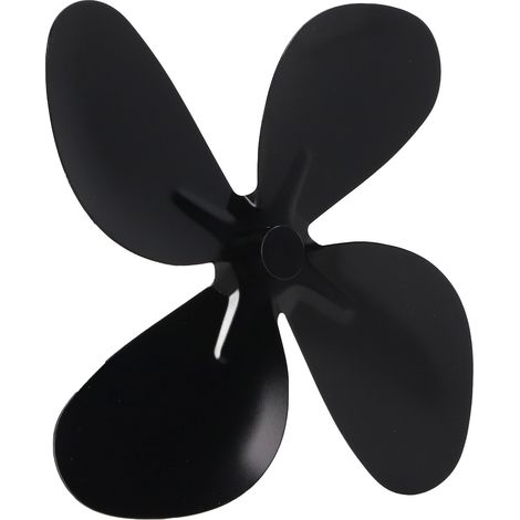 Hitzebeständiger Ofenlüfterflügel aus Aluminiumlegierung, schwarz, Ersatzteil für Kamine, 4 Flügel (1/5)