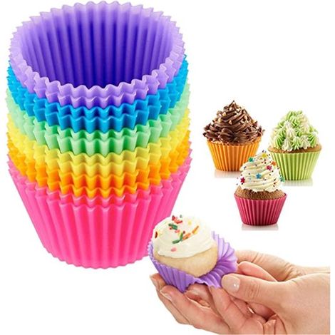 12 teiliges Silikon Muffin Set Silikon Backformen Mehrfarbige Mini Cupcake Formen Kuchenformen Silikon Kuchenformen Wiederverwendbar 7 cm für Muf (1/5)