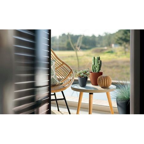 Pot de fleurs en plastique mat anthracite 13,8 x 12,7 cm, couvercle lisse mat