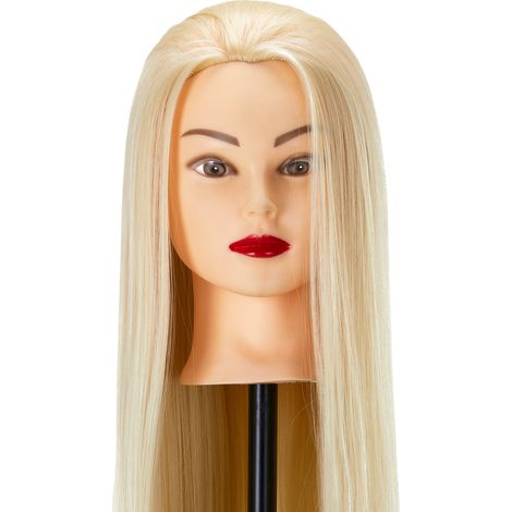 Cabeza de entrenamiento de peluquería Gabbiano WZ2, cabello sintético, color 613H, longitud 24". (1/5)