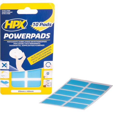 Almohadillas adhesivas HPX con doble cara, pack de 10 unidades, 20x40 mm.