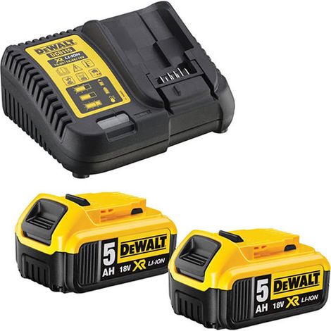 Akku-Starter-Kit: 2x Akku 5,0 Ah + Schnellladegerät DCB115 – DEWALT 18V XR (DCB184X2DCB115)