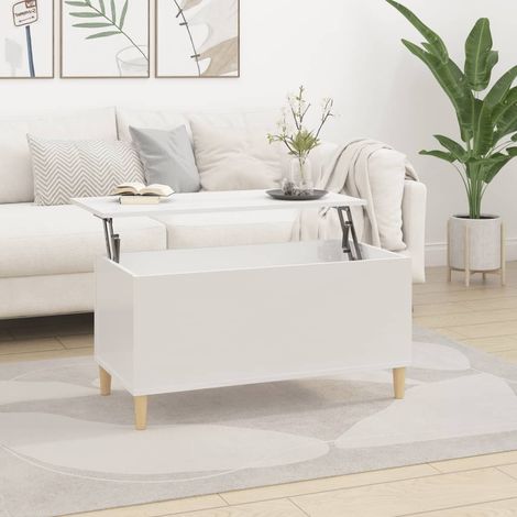 Table basse, Table de salon, Bout de canapé Blanc brillant 90x44,5x45 cm Bois d'ingénierie WFE411967 DESIGN IN (1/5)