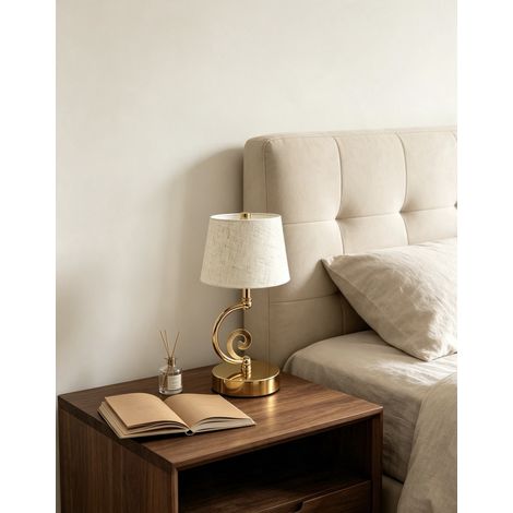 Lampe de table vintage abat-jour nuage lin, lampe de chevet tactile LED 3 couleurs, rechargeable USB (1/4)