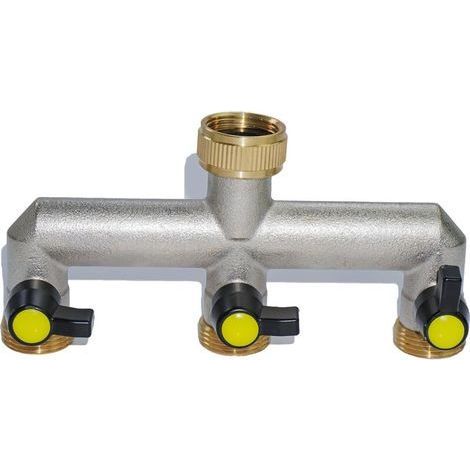 Raccord de machine à laver à 3 voies en Y, distributeur à trois voies de 3/4 pouce, adaptateur de robinet de tuyau en laiton, tuyau d'arrosage (1/3)