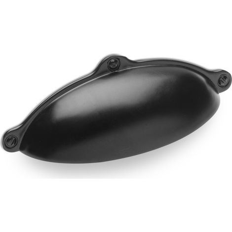 10er Pack - Muschelgriff ERIKA BA 64 mm Schwarz matt