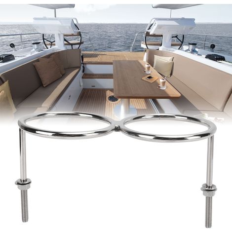Becherhalter aus Edelstahl 316 für Wasserfahrzeuge, zwei Becher mit Befestigungsmuttern und Unterlegscheiben, robust und kippsicher, geeignet für Wohnmobile und Yachten. (1/5)