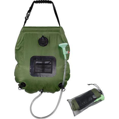 Sac de douche solaire 20 L pour camping ou jardin - Vert kaki - Linxor (1/5)