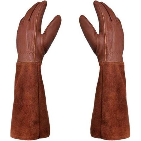 Vtizikl Gants de jardinage unisexes - Paire de Gants de Jardinage - Protection Cuir - Gants de Jardinage pour les Épines et Ronces et Gants de Travail--Marron--M