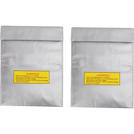 Lot de 2 sacs de sécurité pour batterie Lipo, rangement de sécurité, ignifuge, antidéflagrant, accessoire