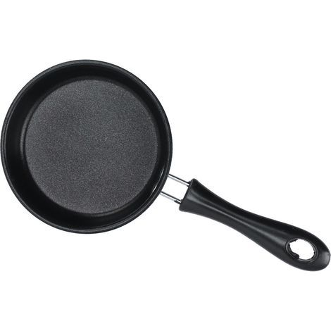 Miniatur-Bratpfanne aus Edelstahl mit Antihaftbeschichtung, 12 cm Durchmesser, blau, runde Eierpfanne mit langem Griff für das Frühstück, induktionsgeeignet. (1/5)