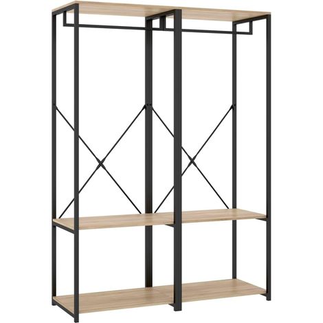 Vestidor modelo Selena acabado natural-negro, 120cm(ancho) 40.4cm(fondo) 167cm(alto). (1/4)