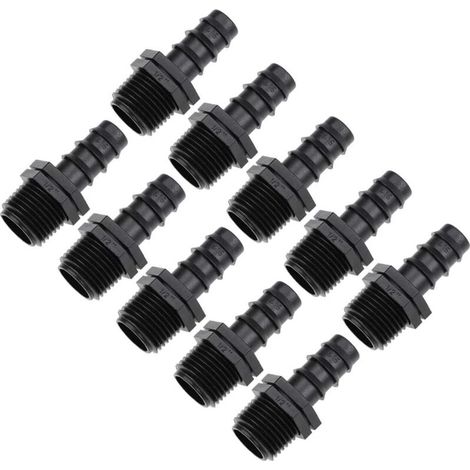 CSPARKV [Pack 10] Lien d'égouttement Ø 16mm x 1/2" pour l'irrigation goutte à goutte - Accessoire d'arrosage essentiel pour une installation d'arrosage efficace - Adaptateurs/raccords mâles pour tuyau (1/5)