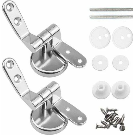 Attaches Charnière Abattant WC, Lot de 2 Charnières de Rechange pour Lunette de Toilette avec Fixations en Alliage de Zinc