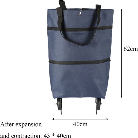 Chariot de courses pliable multifonctionnel à tirer à la main, compact et portable, avec échelle pour sacs et chariot de supermarché (1/5)