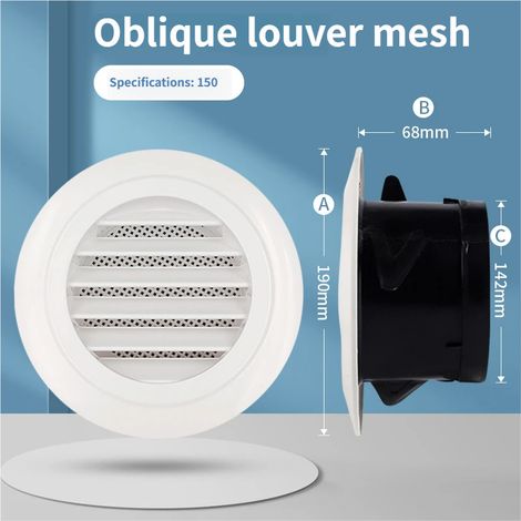 Grille de ventilation ronde en ABS de 150 mm avec moustiquaire, adaptée aux entrées et sorties d'air murales et de plafond intérieures et extérieures. (1/5)