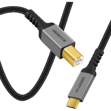Câble d'imprimante USB C 2M Câble USB C vers USB 2.0 Type B USB C vers USB B Cable Scanner Compatible avec iPhone 17 16 15 MacBook Pro/Air iMac iPad Dell HP Epson Canon Brother Lexmark DAC etc (1/5)