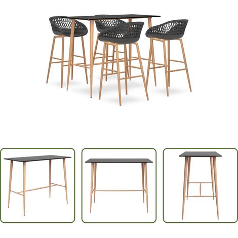 Tabouret de bar - Ensemble de bar 5 pcs Noir et gris (1/5)