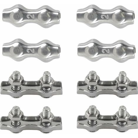 Colliers de serrage duplex M2 en acier inoxydable 304 pour câbles, pour cordes à linge, parasols et fixations de terrasse (lot de 8).-AquaForge (1/5)