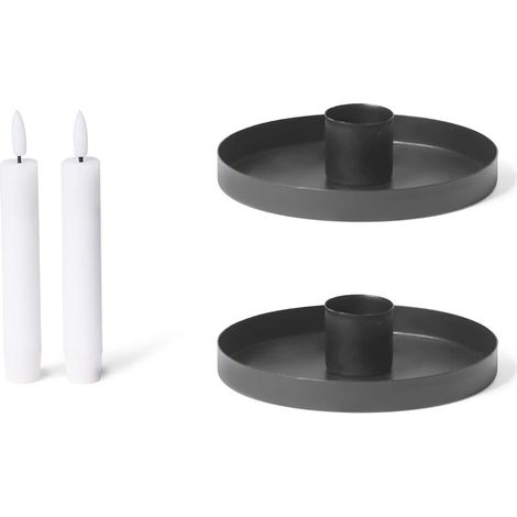 Ensemble 2 bougeoirs Novaliv 6 cm noir mat avec LED