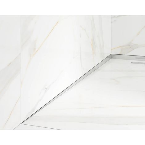 Profilo laterale sinisto inclinato per doccia a pavimento argento satinato - 3 x 120cm