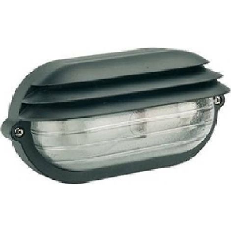 Applique Grande Esterno Palpebra Ovale Alluminio E Vetro Nero 1 Luce E27
