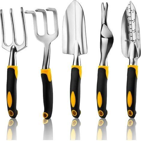 5-teiliges Gartengeräte-Set mit robusten Aluminiumköpfen und ergonomischen Griffen (1/5)