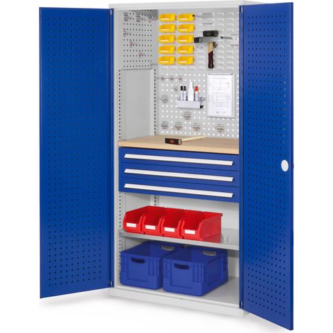 Kappes ®RasterPlan Schubladenschränke 1950x1000x600mm Lochplattentüren Modell 15 enzianblau