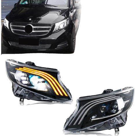 Conjunto de faro delantero, material ABS, peso 4,5 kg, voltaje 12 V, para Vito Metris 2016-2023, intermitente secuencial (1/5)