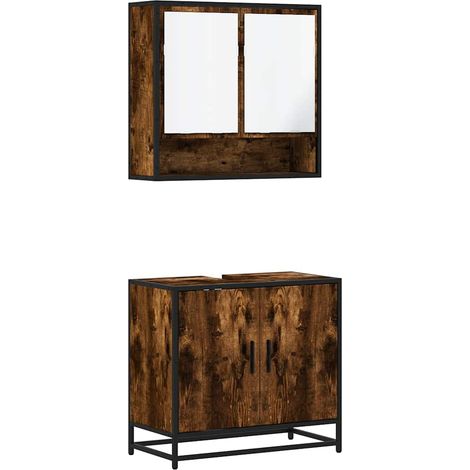Maison Exclusive - 2-tlg. Badmöbel-Set Räuchereiche Holzwerkstoff