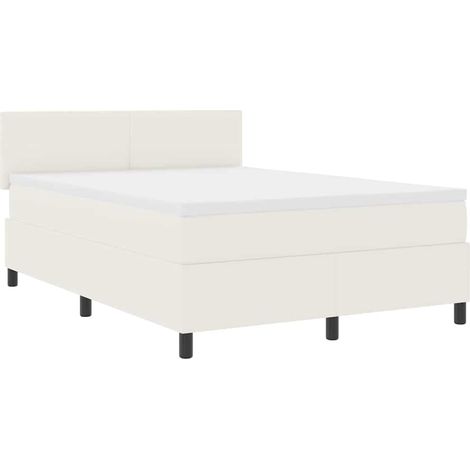Maison Exclusive - Lit à ressort LED avec tête de lit Crème et Blanc 140 x 190 cm