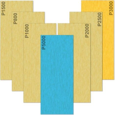 SABIR Papier de Verre 5000 3000 2500 2000 1500 1000 800 Grain Papier abrasif Humide et Sèche, Utilisé pour polir métal, bois, les voitures, 35 Papier 9 x 3,6 pouces par feuille-RAPANDA (1/5)