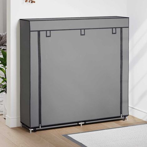 Schuhschrank mit Abdeckung Grau 115 x 28 x 110 cm Stoff