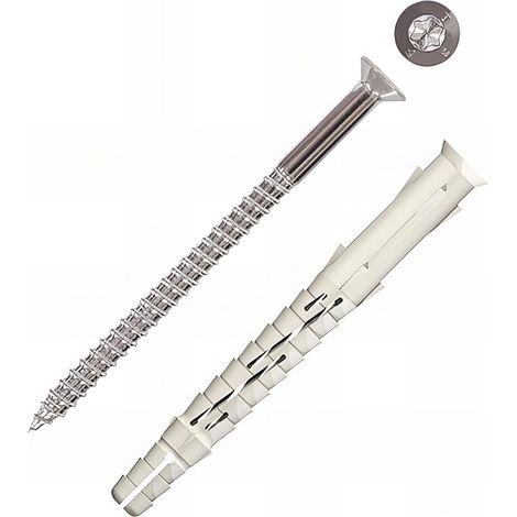 50 chevilles longues expansion nylon, tête fraisée TX40, inox A4 - 10 x 100 mm (1/2)