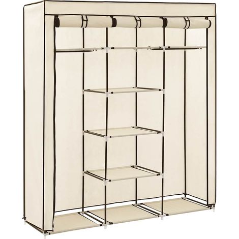 Maison Exclusive - Kleiderschrank mit Fächern und Stangen Creme 1 (1/5)