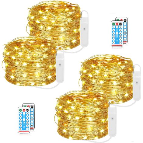 4 x LED String Lights 10 m with 100 Warm White LEDs Reusable