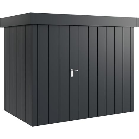 Hörmann Metall-Gerätehaus "Juno" mit Flachdach, JFD8 - Modern, 262 x 166 cm (B x T), anthrazit, 1-flüglige Tür, Anschlag rechts (1/5)