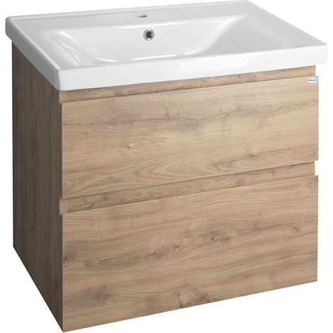 Aqualine Altair - Mueble de lavabo 60x67x45 cm, 2 cajones, roble emporio AI370