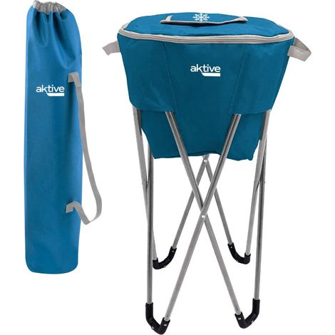 Aktive glacière pliable bleu avec support gris camping