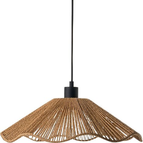 Pendant Lamp Natural Handmade Paper Shade Metal Base Rustic Boho MIGORI